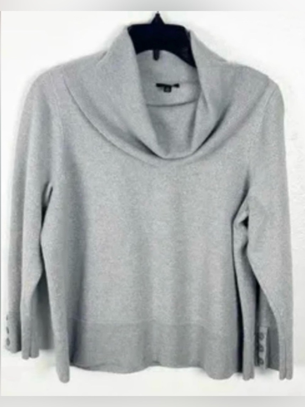 Talbots women’s Medium long sleeve cowl neck Merino wool Metallic gray sweater